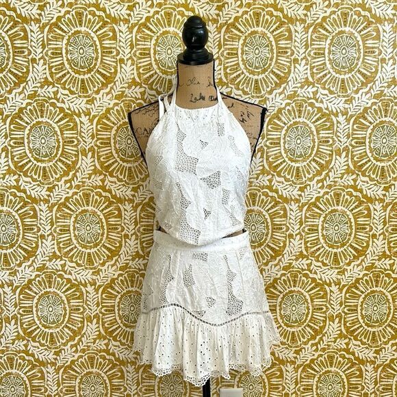 NWT LoveShackFancy Omi Handkerchief Top & Eliza Skirt Rare Embroidered Set sz XS - Picture 6 of 16